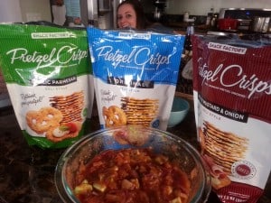 pretzel crisps bags and dip