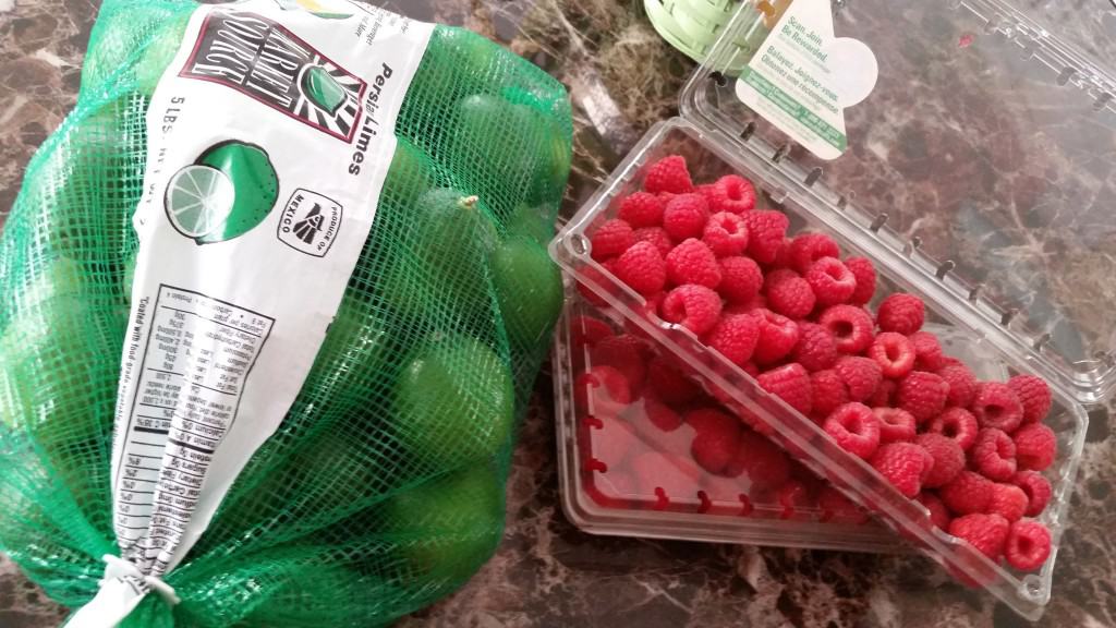 limes and raspberries for lime raspberry cupcakes