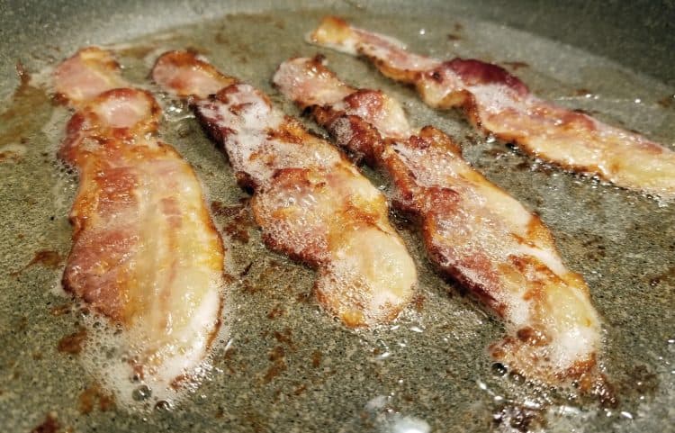 bacon in the spicy German potato salad