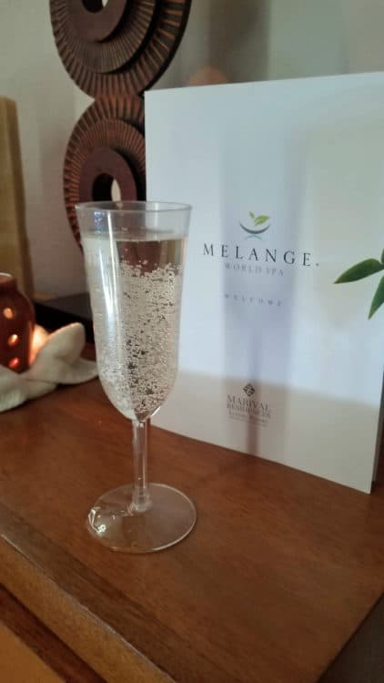 champagne at Melange World Spa 