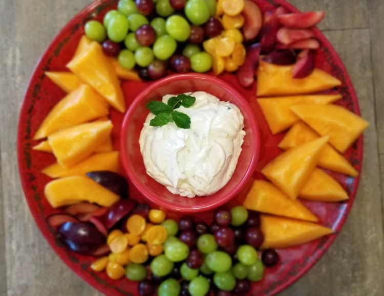 fruit platter with orange creamsicle dip