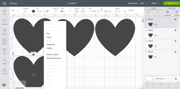 making an easy valentine's day banner in design space