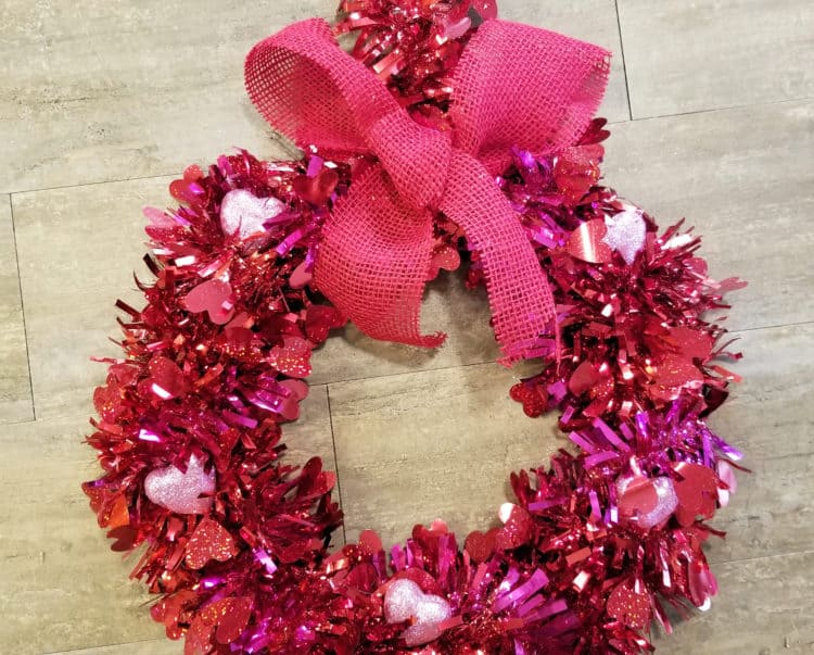valentine's wreath on table