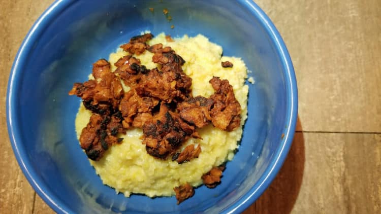 cheesy grits and chorizo bowl