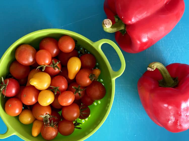 tomatoes and peppers for shakshuka recipe