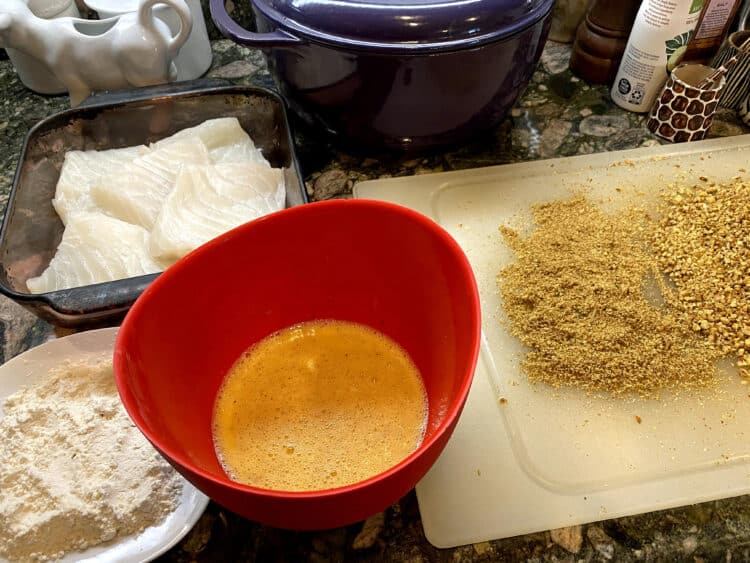 pecan crusted halibut prep