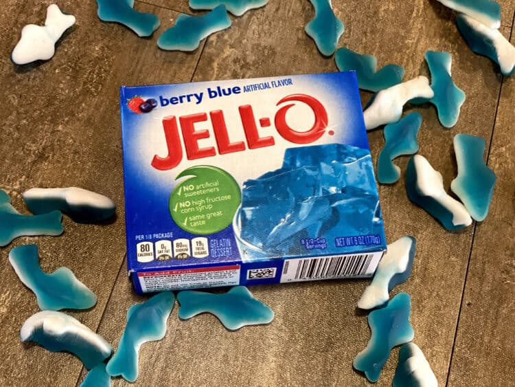 gummy sharks and blue jell-o