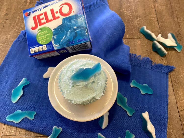 blue jell-o cupcakes for shark week