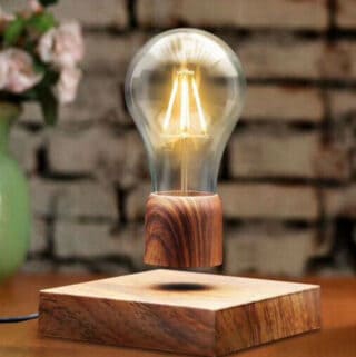 functional decorating with a levitating lightbulb