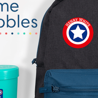 label a backpack with name bubbles