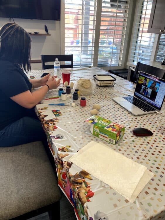 making Easter egg crafts with Nintendo