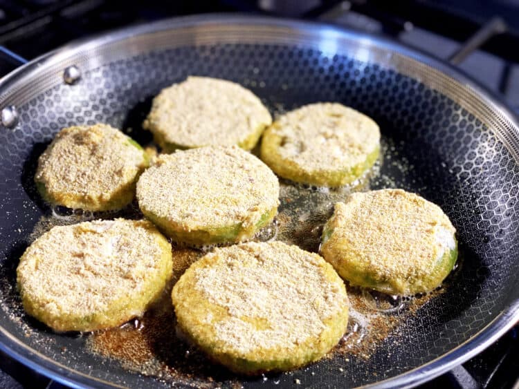 fried green tomatoes in the pan