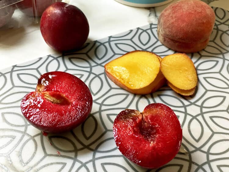 fresh plums and peaches