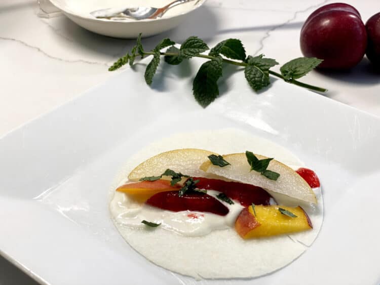 dessert jicama wraps being assembled