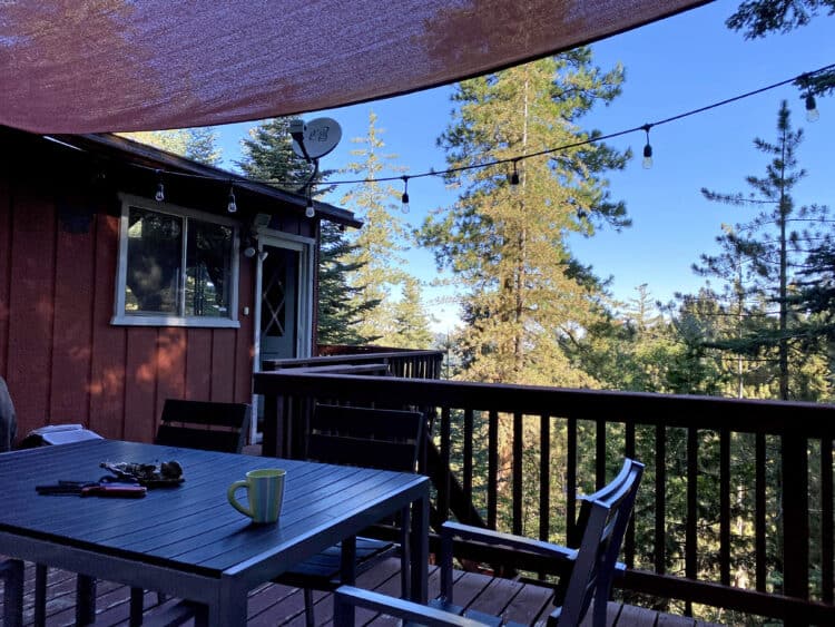 wraparound balcony at lake arrowhead cabin