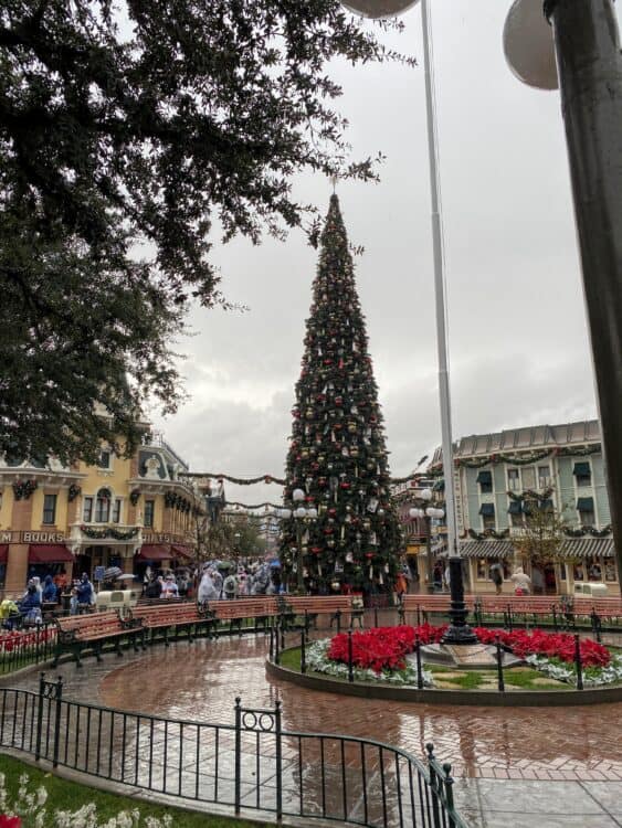 Main Street christmas tree at Disneyland 2021