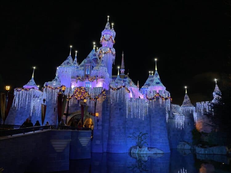 sleeping beauty castle at christmas