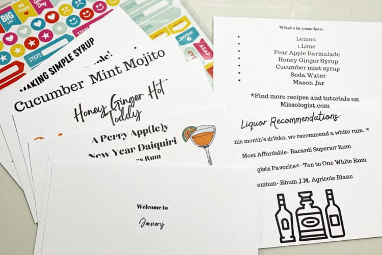 cocktail kit recipe cards