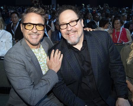 Robert downey jr and Jon favreau at d23 expo