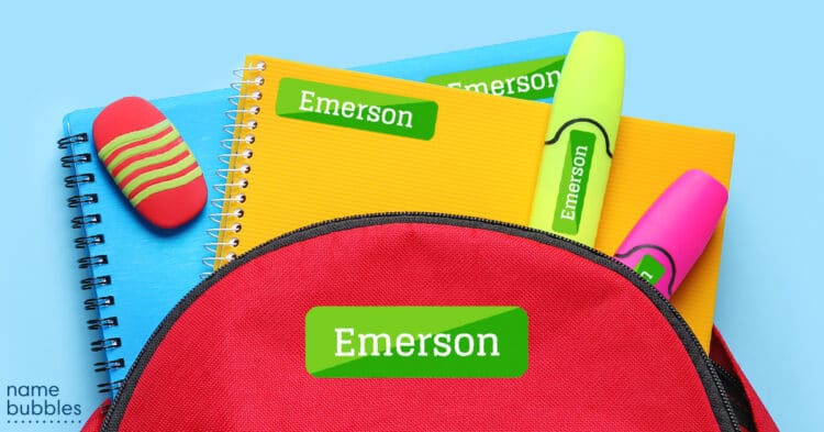 name labels for back-to-school products by name bubbles