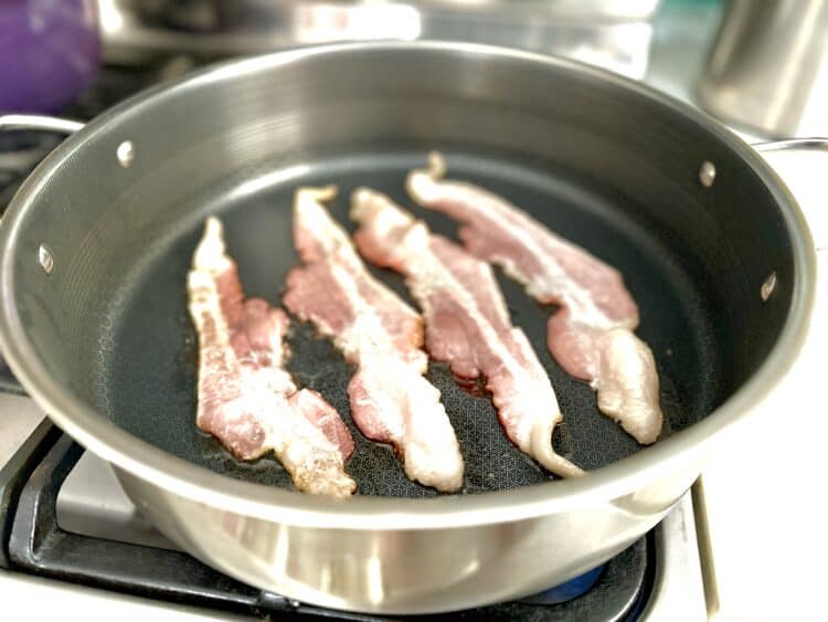 frying bacon for carbonara recipe