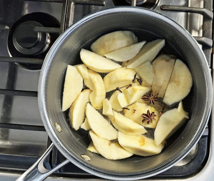 star anise in poached quince