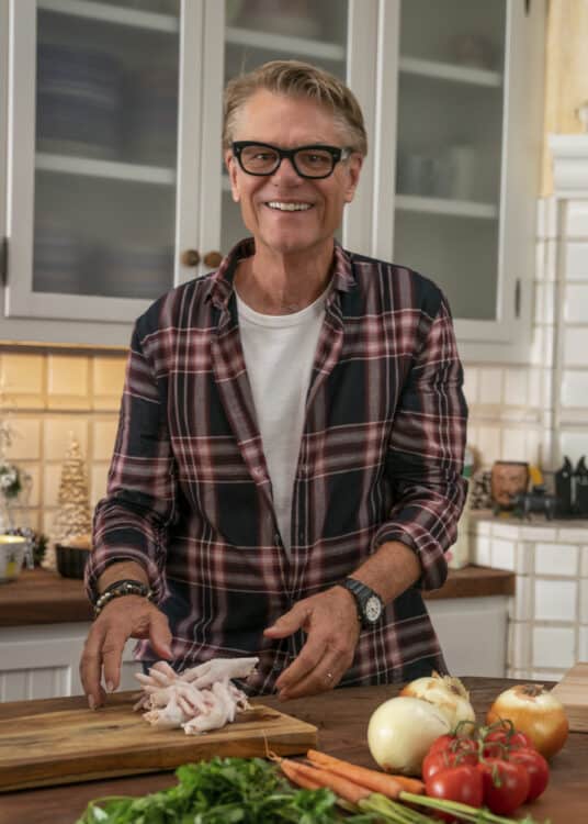 harry hamlin in the kitchen for a hamlin holiday special