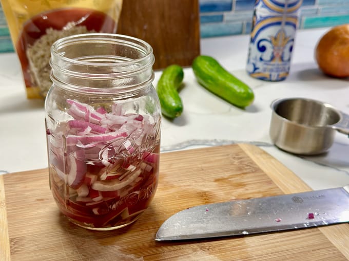 pickled onions for salmon bowls