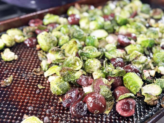roasted brussels sprouts and cherries recipe with feta cheese