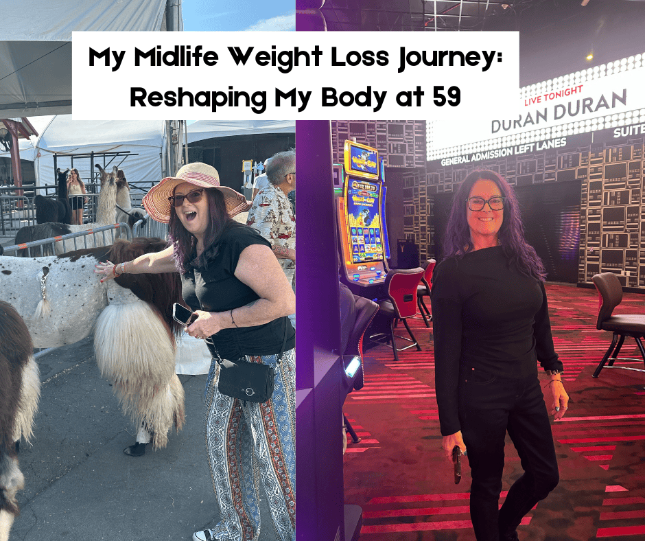 midlife weight loss at 59, before and after photos of 33 pound weight loss and body reshaping