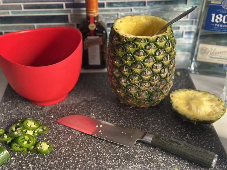 fresh pineapple for a spicy margarita