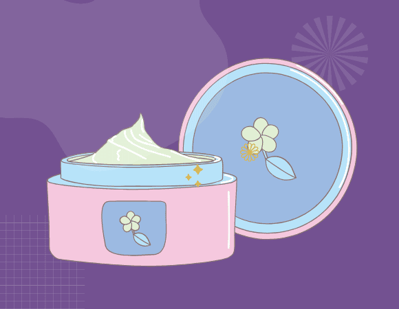 bottle of moisturizer on a purple background