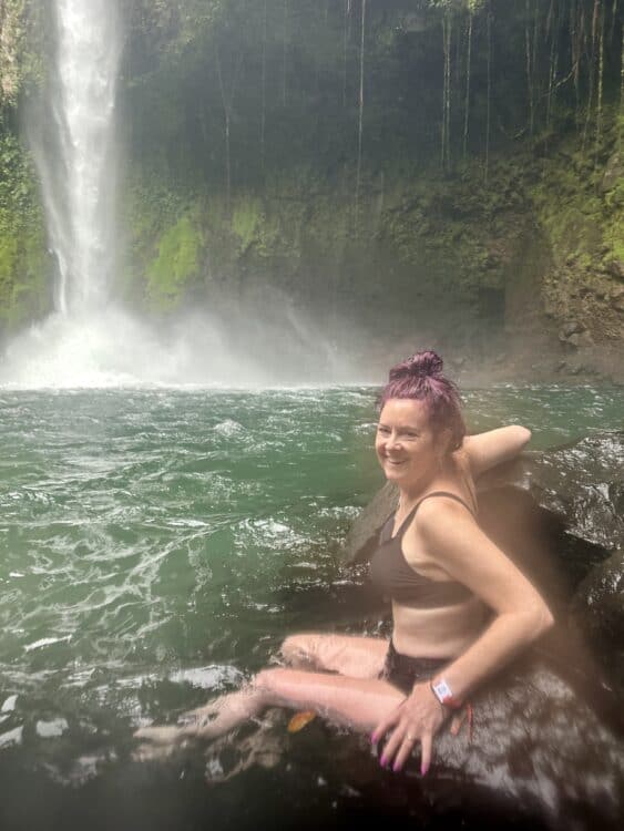 me in a waterfall pool in costa rica for aging gracefully post