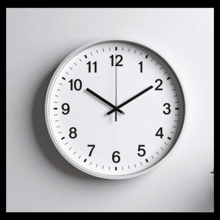 prepping for back surgery: a white clock on the wall with black numbers