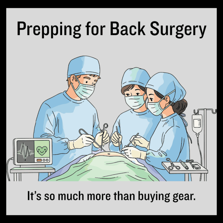 prepping for back surgery: medical scene graphic