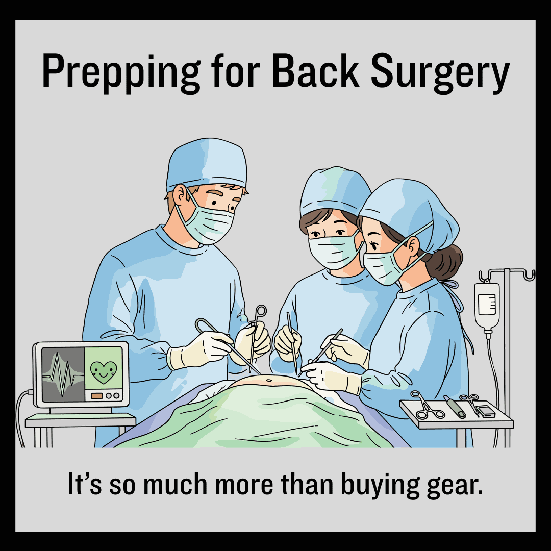 prepping for back surgery: medical scene graphic