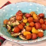 blistered tomato and rhubarb-glazed brussels sprouts recipe